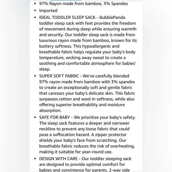 Bubble Panda Rayon Made from Bamboo Toddler Sleep Sack Size Large G6 - Picture 5 of 7